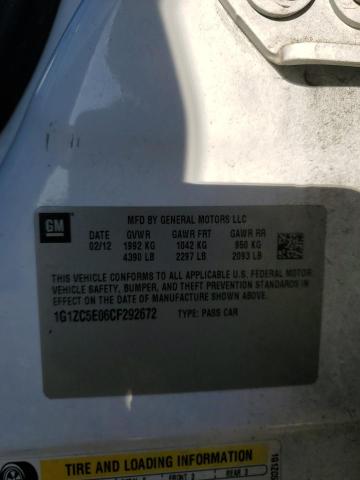 1G1ZC5E06CF292672 - 2012 CHEVROLET MALIBU 1LT WHITE photo 12