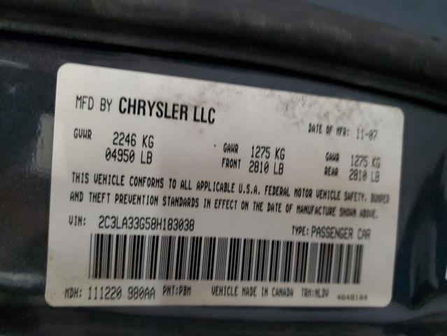 2C3LA33G58H183038 - 2008 CHRYSLER 300 LIMITED CHARCOAL photo 12