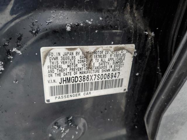 JHMGD386X7S006947 - 2007 HONDA FIT S 黑色 照片 12