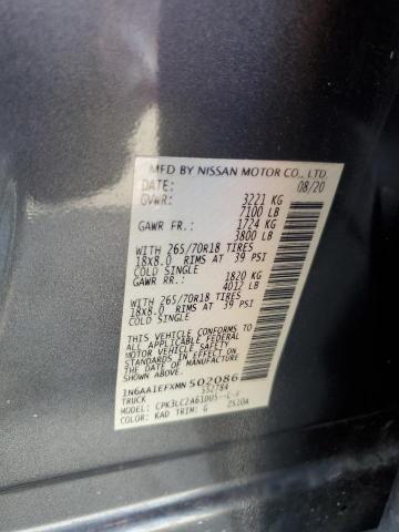 1N6AA1EFXMN502086 - 2021 NISSAN TITAN SV GRAY photo 13