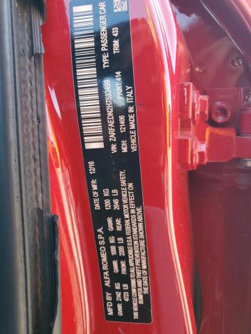 ZARFAEDN2H7533499 - 2017 ALFA ROMEO GIULIA Q4 勃艮第红 照片 12