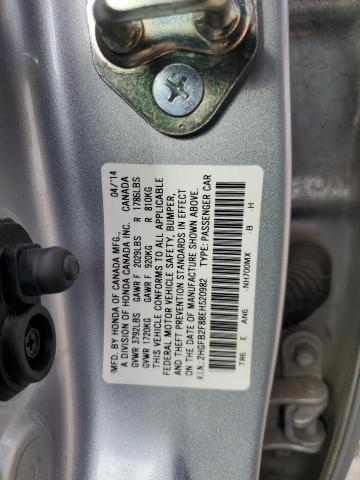 2HGFB2F88EH520982 - 2014 HONDA CIVIC EX SILVER photo 12