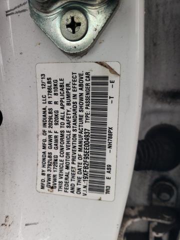 19XFB2F95EE004937 - 2014 HONDA CIVIC EXL თეთრი ფოტო 12