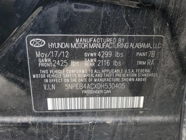 5NPEB4ACXDH530405 - 2013 HYUNDAI SONATA GLS BLACK photo 13