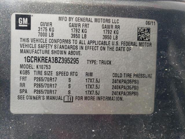 1GCRKREA3BZ395295 - 2011 CHEVROLET SILVRDO K1500 LS GRAY photo 12