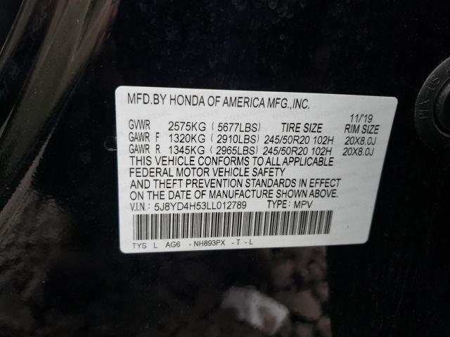 5J8YD4H53LL012789 - 2020 ACURA MDX TECHNOLOGY BLACK photo 13