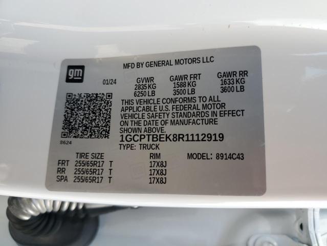 1GCPTBEK8R1112919 - 2024 CHEVROLET COLORADO WHITE photo 12