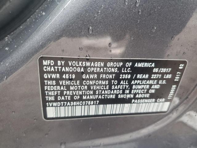 1VWDT7A36HC075917 - 2017 VOLKSWAGEN PASSAT R-LINE Grau Foto 12