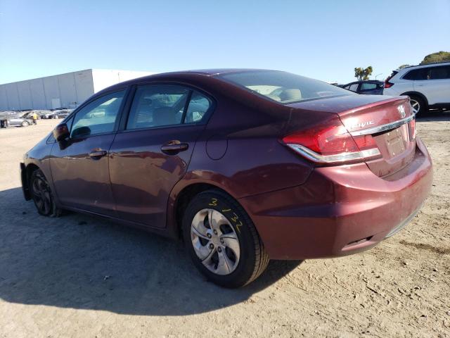 2HGFB2F56FH522091 - 2015 HONDA CIVIC LX BURGUNDY photo 2