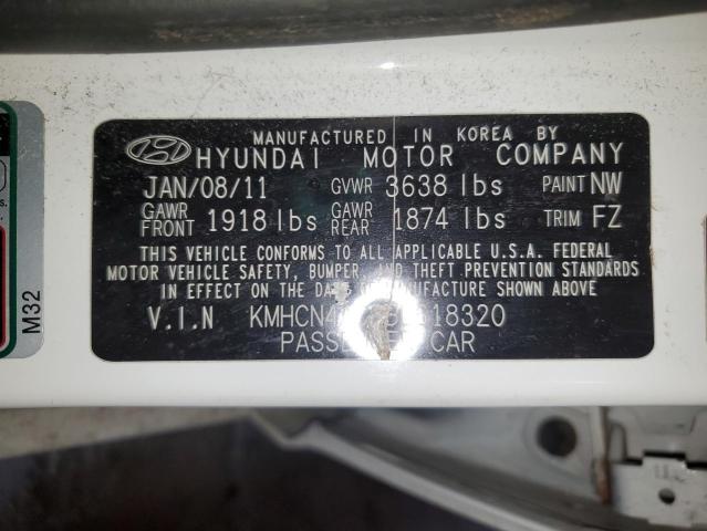 KMHCN4AC8BU618320 - 2011 HYUNDAI ACCENT GLS WHITE photo 12