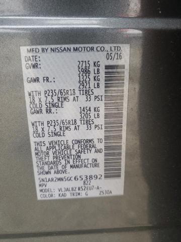 5N1AR2MN5GC653892 - 2016 NISSAN PATHFINDER S GRAY photo 13