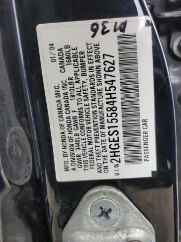 2HGES15584H547627 - 2004 HONDA CIVIC LX BLACK photo 13