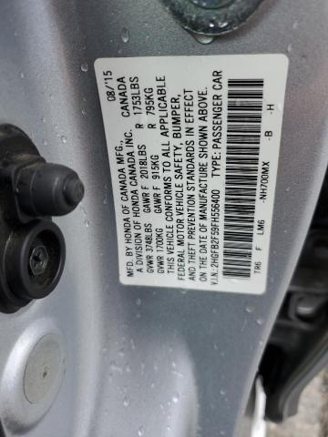 2HGFB2F59FH556400 - 2015 HONDA CIVIC LX SILVER photo 13