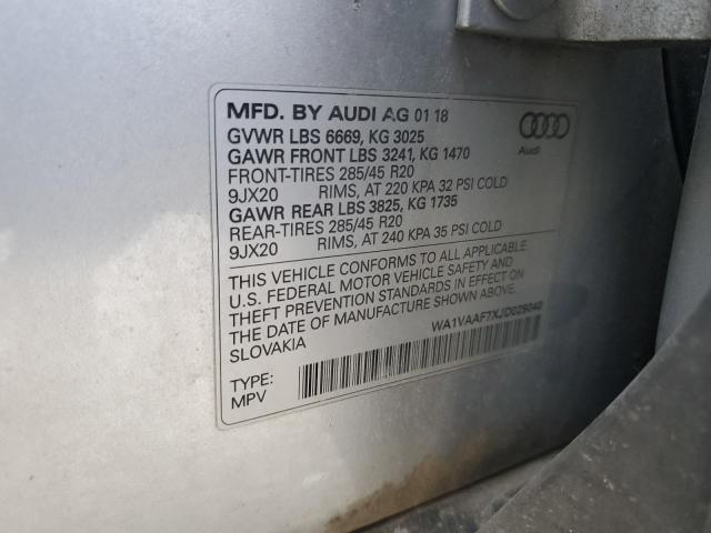 WA1VAAF7XJD029040 - 2018 AUDI Q7 PRESTIGE 银色 照片 13