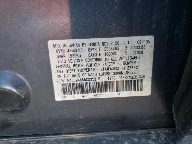 JH4CL96885C035315 - 2005 ACURA TSX GRAY photo 12