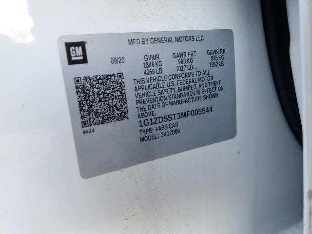 1G1ZD5ST3MF005544 - 2021 CHEVROLET MALIBU LT WHITE photo 12