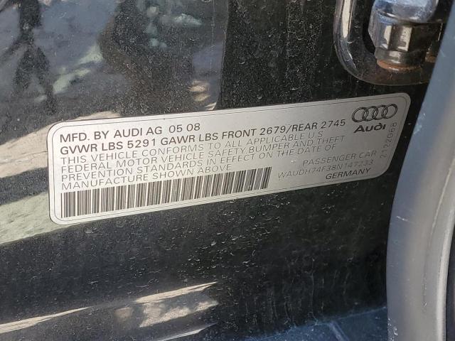 WAUDH74F38N147233 - 2008 AUDI A6 3.2 QUATTRO BLACK photo 12