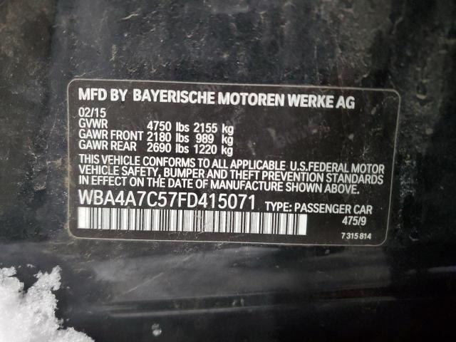 WBA4A7C57FD415071 - 2015 BMW 428 XI GRAN COUPE BLACK photo 12