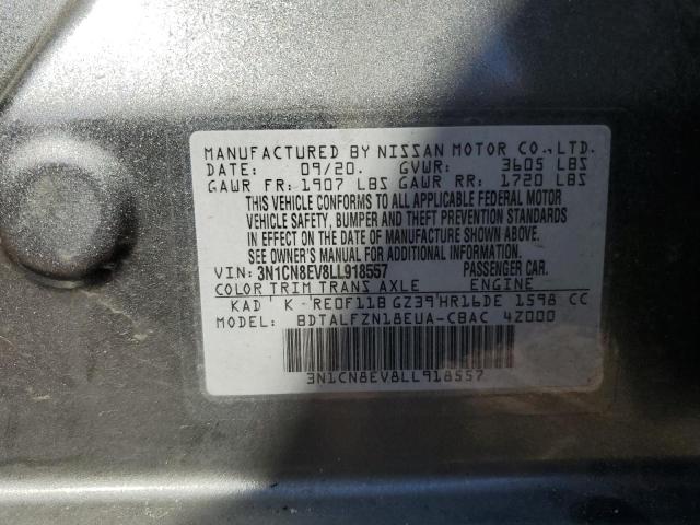 3N1CN8EV8LL918557 - 2020 NISSAN VERSA SV GRAY photo 12