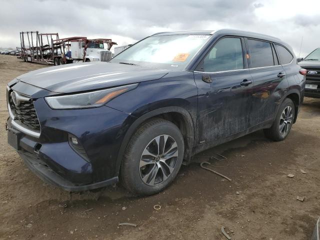 5TDHBRCH5MS522399 - 2021 TOYOTA HIGHLANDER HYBRID XLE BLUE photo 1