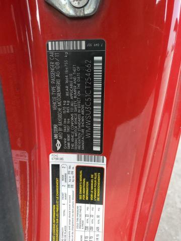 WMWSU3C51CT254662 - 2012 MINI COOPER RED photo 12