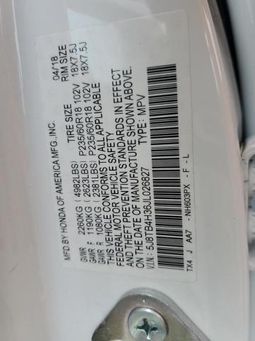 5J8TB4H36JL026827 - 2018 ACURA RDX WHITE photo 12