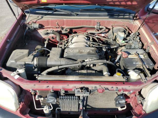 5TBRT34142S327772 - 2002 TOYOTA TUNDRA ACCESS CAB ბურგუნდია ფოტო 11