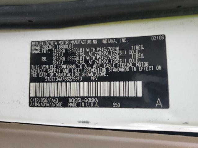 5TDZT34A76S275843 - 2006 TOYOTA SEQUOIA SR5 WHITE photo 13