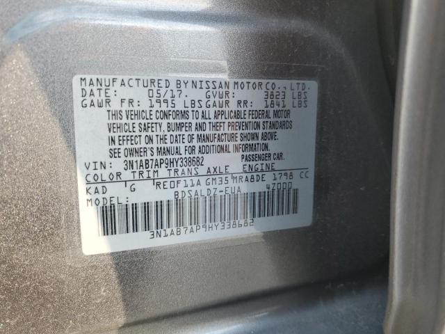 3N1AB7AP9HY338682 - 2017 NISSAN SENTRA S GRAY photo 13