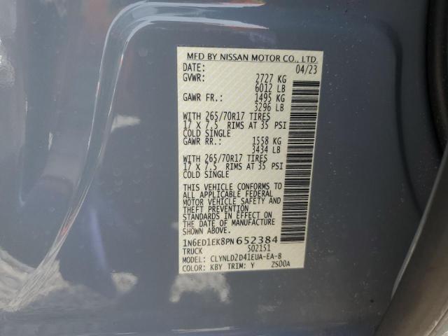 1N6ED1EK8PN652384 - 2023 NISSAN FRONTIER S GRAY photo 12