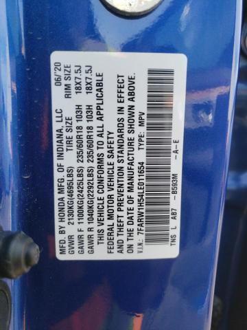 7FARW1H54LE011654 - 2020 HONDA CR-V EX BLUE photo 13