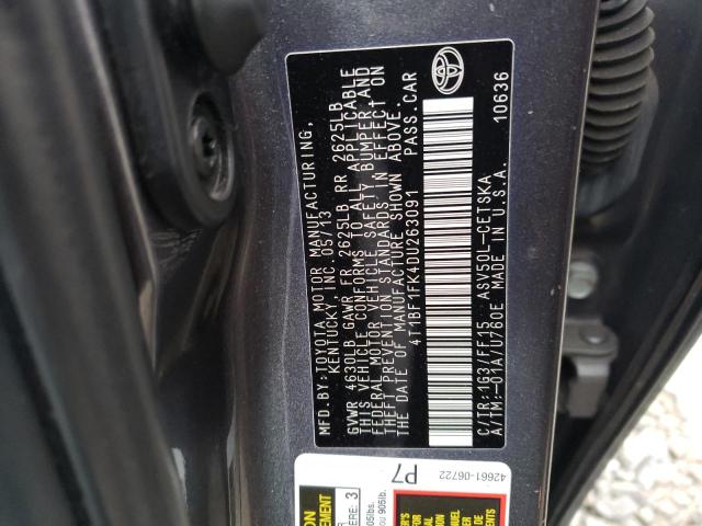 4T1BF1FK4DU263091 - 2013 TOYOTA CAMRY L GRAY photo 13