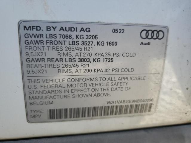 WA1VABGE9NB040096 - 2022 AUDI E-TRON CHRONOS WHITE photo 13