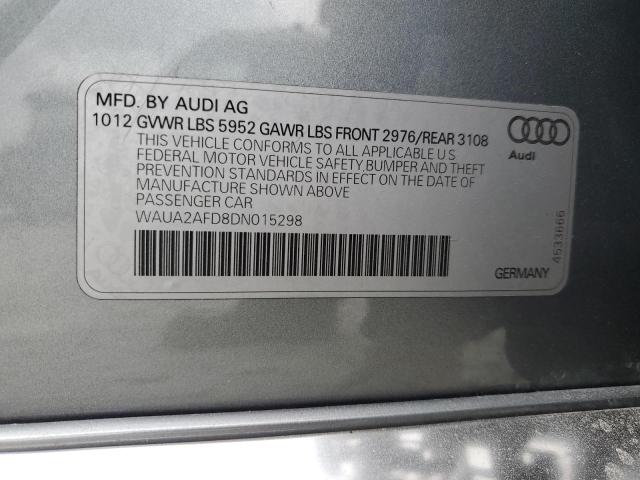 WAUA2AFD8DN015298 - 2013 AUDI A8 QUATTRO GRAY photo 13