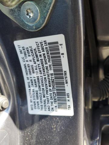 19XFC2F72HE062116 - 2017 HONDA CIVIC EX GRAY photo 12