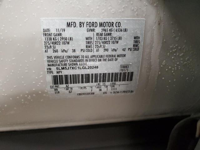 5LM5J7XC1LGL20248 - 2020 LINCOLN AVIATOR RESERVE WHITE photo 13