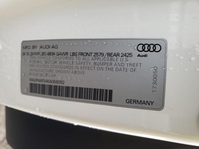 WAUP4AF54KA056092 - 2019 AUDI S5 PREMIUM PLUS 白色 照片 12