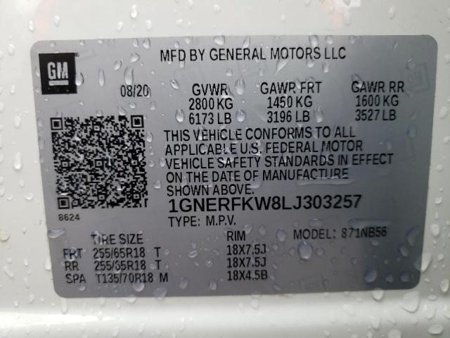 1GNERFKW8LJ303257 - 2020 CHEVROLET TRAVERSE LS WHITE photo 13