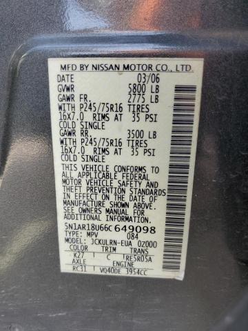 5N1AR18U66C649098 - 2006 NISSAN PATHFINDER LE 灰色 照片 13