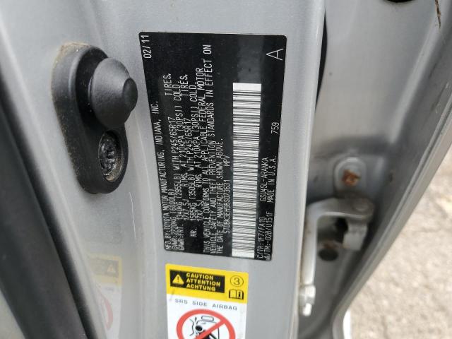 5TDBK3EH9BS073631 - 2011 TOYOTA HIGHLANDER BASE Argent photo 14