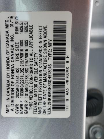 2HKRM3H33GH518046 - 2016 HONDA CR-V LX SILVER photo 14