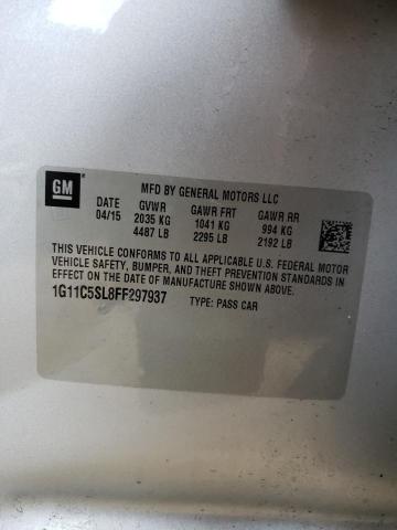 1G11C5SL8FF297937 - 2015 CHEVROLET MALIBU 1LT 银色 照片 12