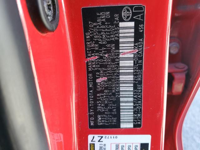 2T1KR32E78C718218 - 2008 TOYOTA MATRIX XR RED photo 12