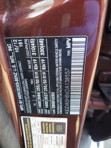 4JGDA5HB6DA138557 - 2013 MERCEDES-BENZ ML 350 4MATIC BURGUNDY photo 13