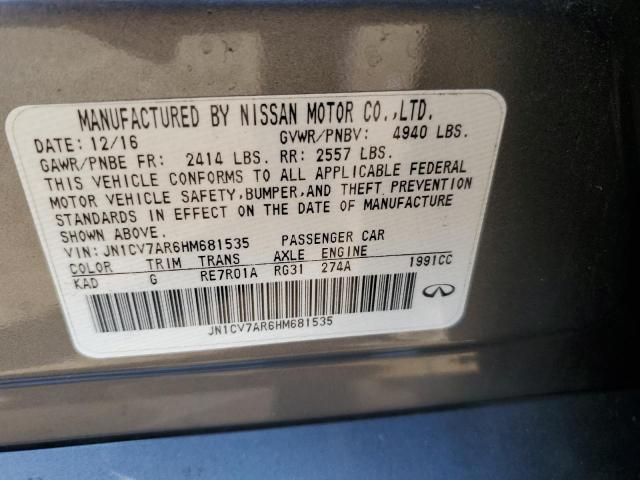 JN1CV7AR6HM681535 - 2017 INFINITI Q50 BASE GRAY photo 12