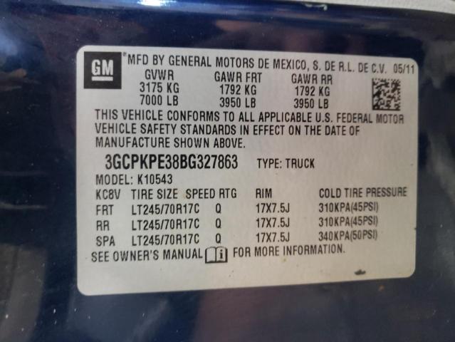 3GCPKPE38BG327863 - 2011 CHEVROLET SILVERADO K1500 BLUE photo 12