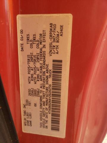 4TASN92N4YZ626256 - 2000 TOYOTA TACOMA XTRACAB PRERUNNER წითელი ფოტო 12