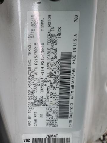 5TFTX4CN9FX066747 - 2015 TOYOTA TACOMA ACCESS CAB თეთრი ფოტო 12