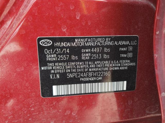 5NPE24AF8FH122160 - 2015 HYUNDAI SONATA SE RED photo 12