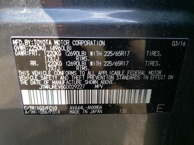 JTMRJREV6GD029227 - 2016 TOYOTA RAV4 HV XLE CHARCOAL photo 13